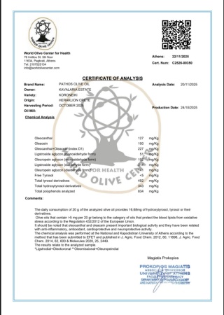 Oliwa extra virgin wysokopolifenolowa 834 mg/kg, Grecja, 500 ml